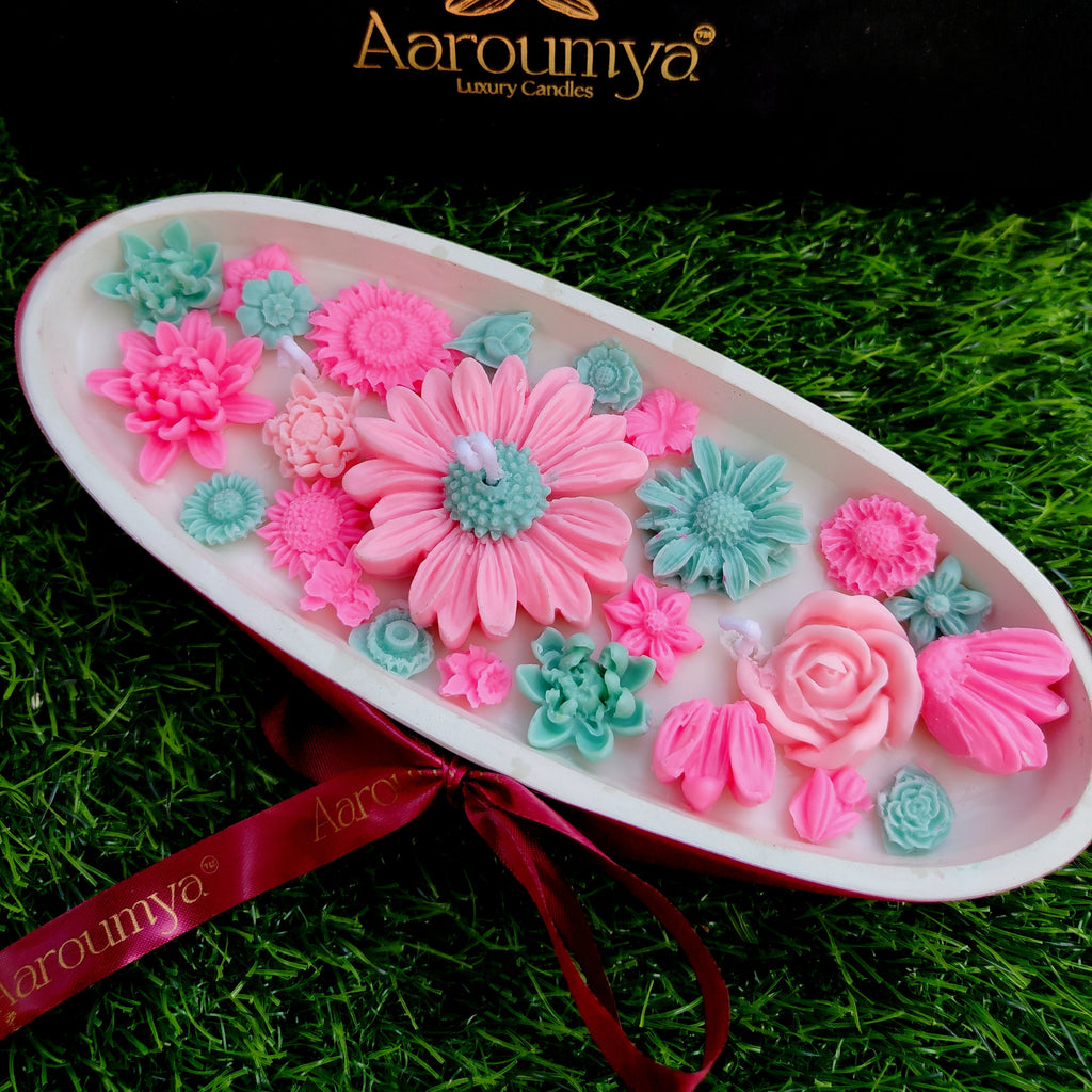 Floral Drift – Handcrafted Concrete Boat Candle