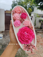 Blush Bloom – Handcrafted Floral Boat Candle