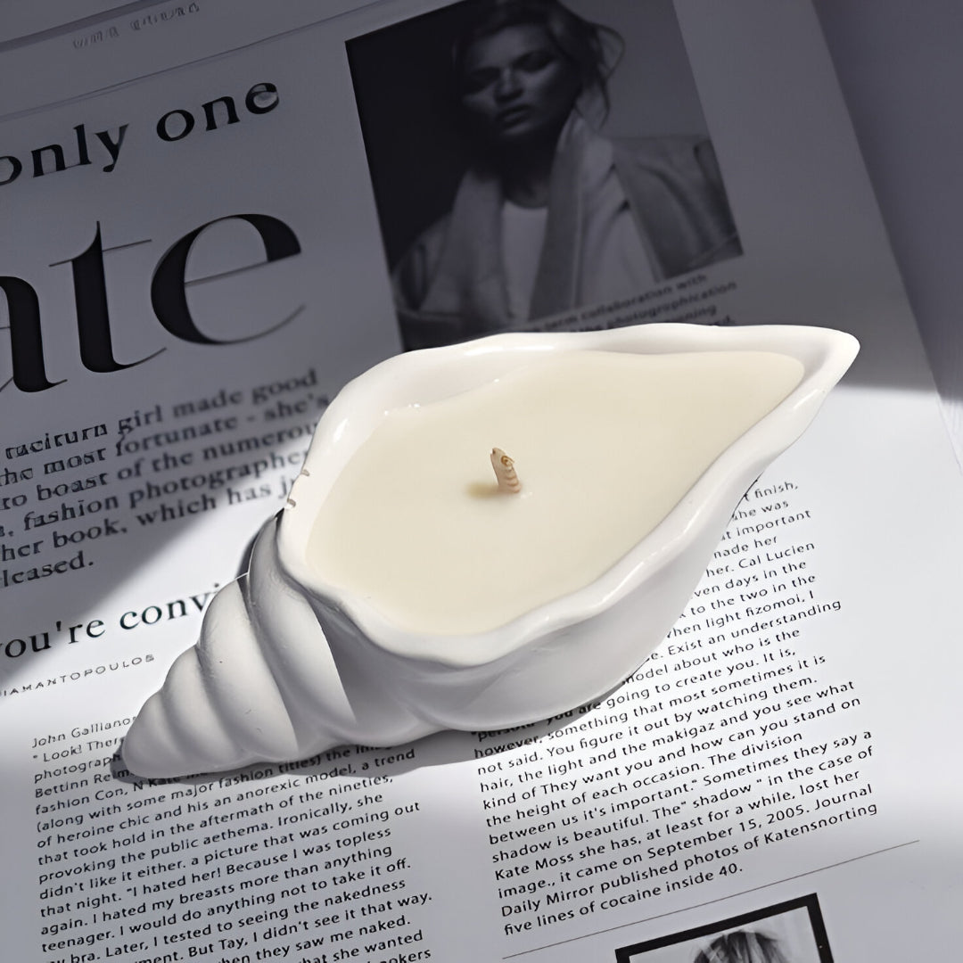 Sea Whisper – Handcrafted Concrete Seashell Candle