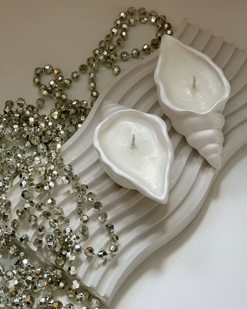Sea Whisper – Handcrafted Concrete Seashell Candle