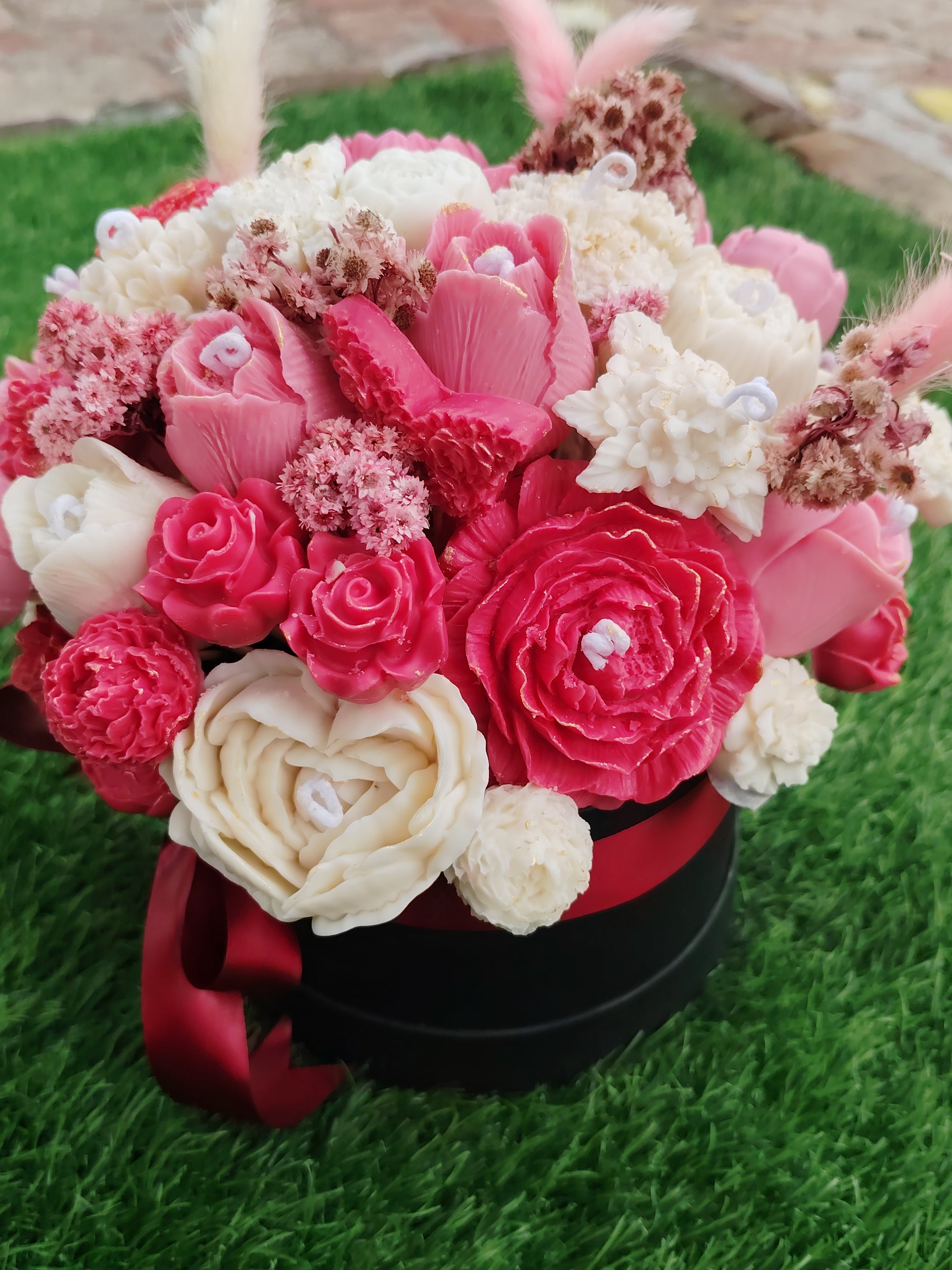 Scarlet Symphony - Floral Candle Bouquet