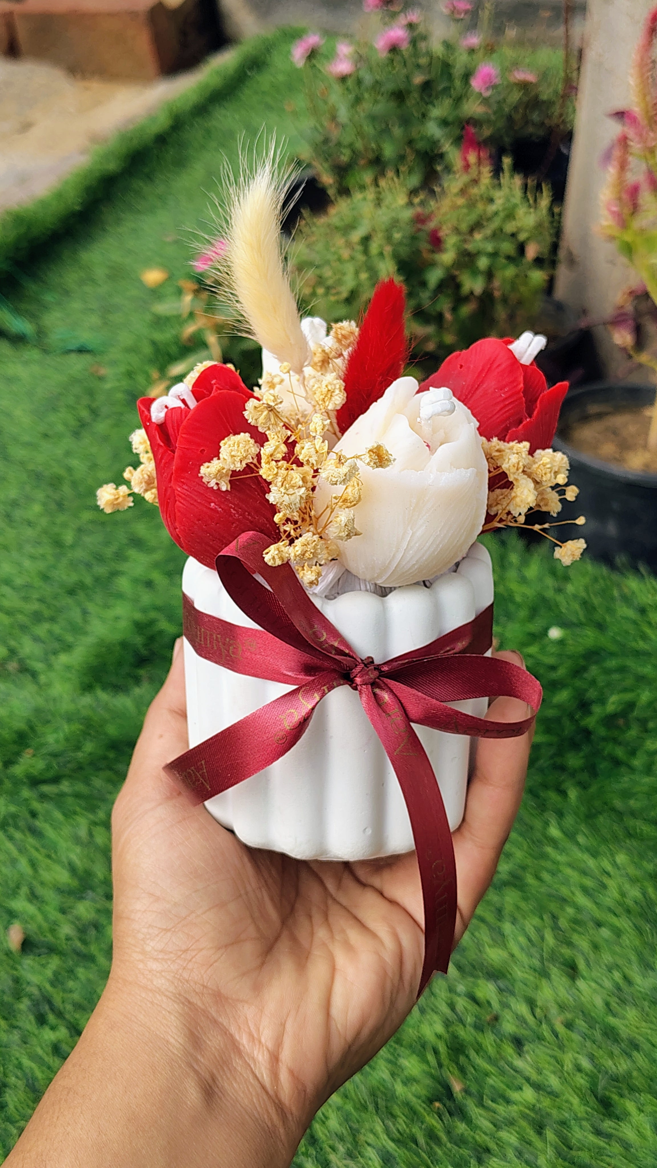 Petals In Promise - Tulip Candle Mini Bouquet