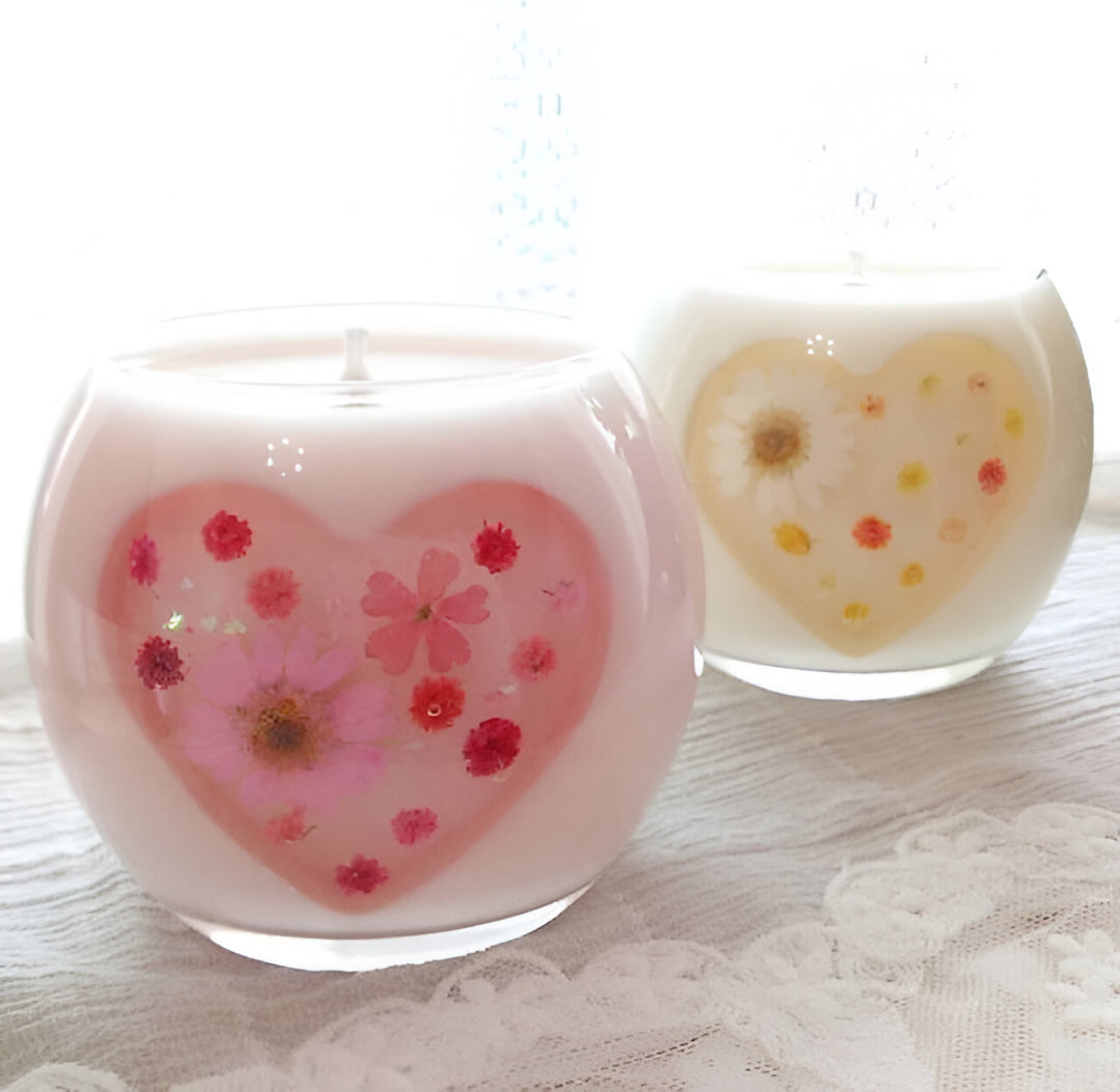 Heart - Floral Candle