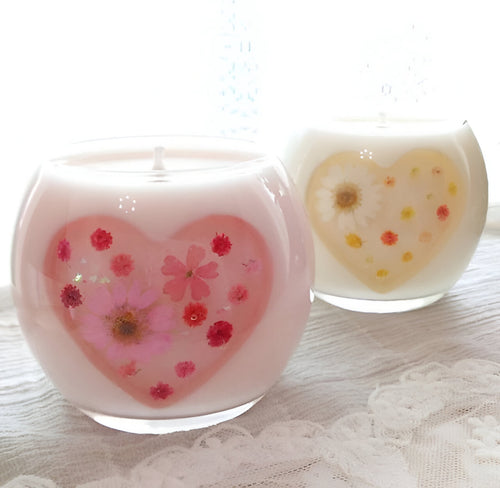 Heart - Floral Candle